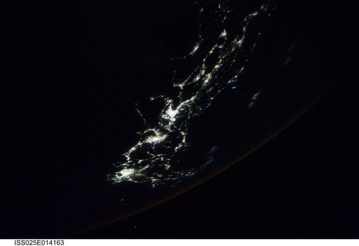 Night time city lights taken by the Expedition 25 crew