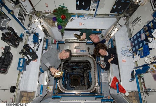 Expedition 26 Crewmembers in sleeping quarters