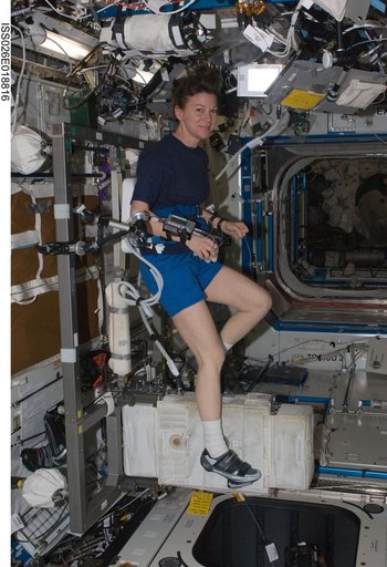 Coleman exercises on the CEVIS in the U.S. Laboratory