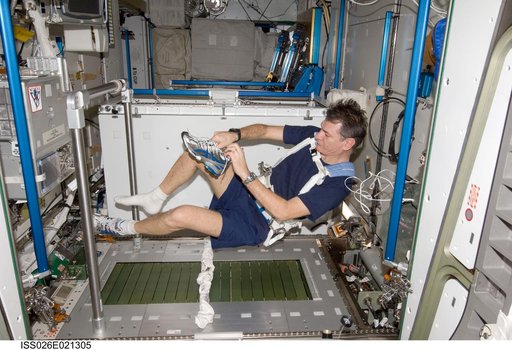 Nespoli prepares to exercise on the COLBERT