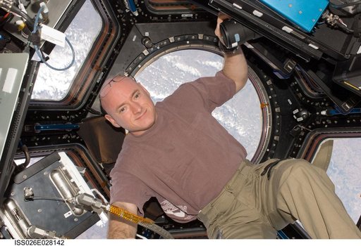 Kelly in the Cupola Module
