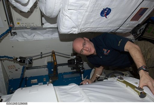 Kelly takes photo of BCAT-5 Payload Setup
