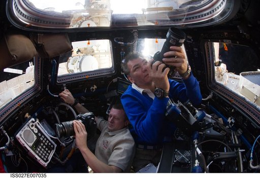 Kondratyev and Nespoli Take Earth Views in the Cupola
