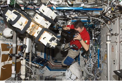Nespoli photographs ALTEA-SHIELD Hardware in the US Laboratory