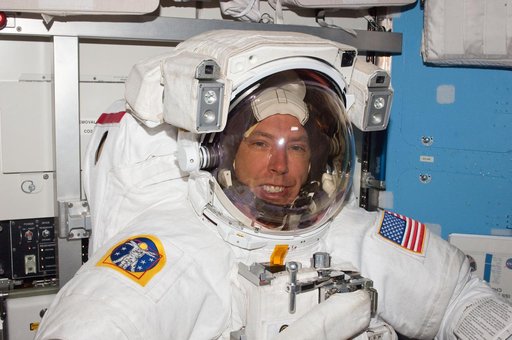 Feustel in A/L during EVA 1 Preparations