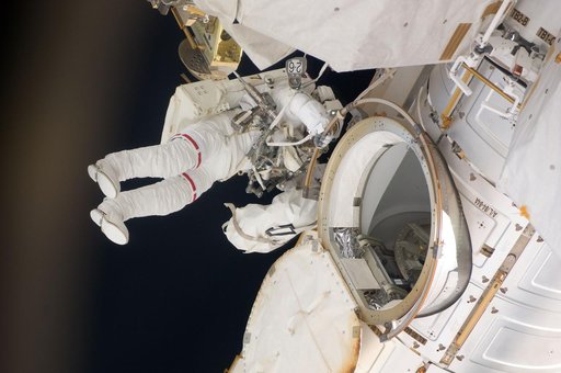 Chamitoff during EVA 1