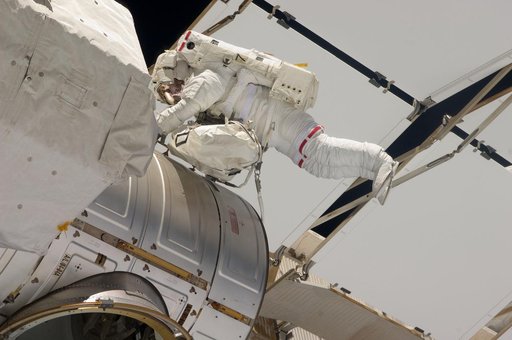Chamitoff during EVA 1