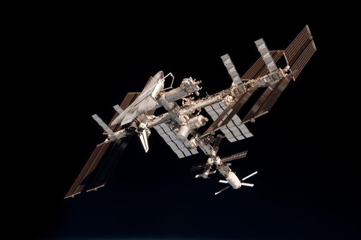 Soyuz flyaround imagery of STS-134 Endeavour docked to the ISS