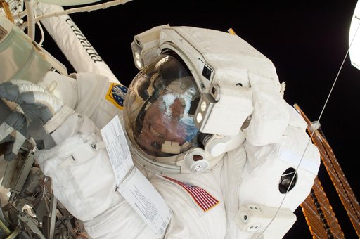 View of STS-134 MS Fincke during EVA-3