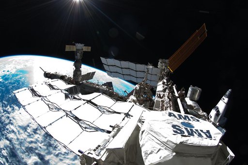 Exterior view of ISS taken with a Fisheye Camera during EVA