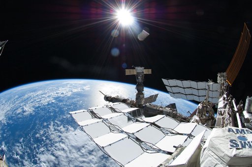 Exterior view of ISS taken with a Fisheye Camera during EVA