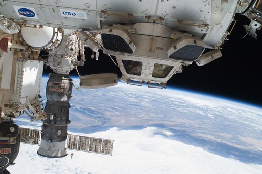 Exterior view of the ISS taken during a session of EVA