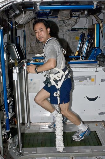 FE Furukawa exercising on the T2 Treadmill