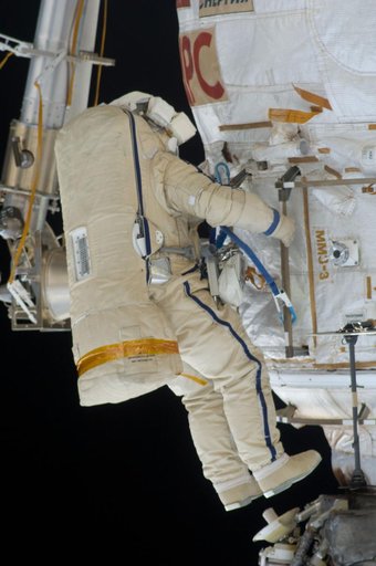 View taken during EVA 29 of Strela Crane Relocation