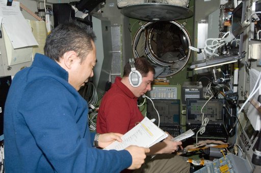Volkov and Furukawa during 45P docking with ISS
