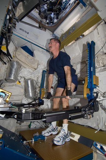 Burbank exercises using the ARED in the Node 3
