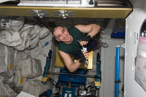 Ivanishin enjoys a beverage in the Node 3