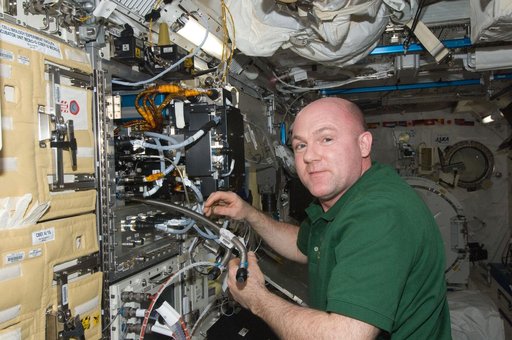 Kuipers works to remove the Marangoni Suface Fluid Physics Experiment