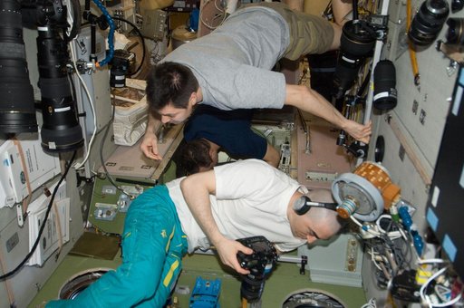 Cosmonauts watch Progress 46 Spacecraft after undocking