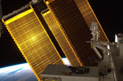 View of ISS Port Solar Arrays