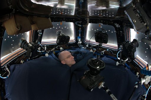 Pettit with Cameras in the Cupola