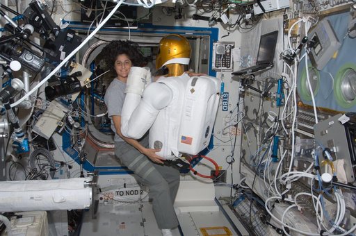 Williams with Robonaut 2 in U.S. lab