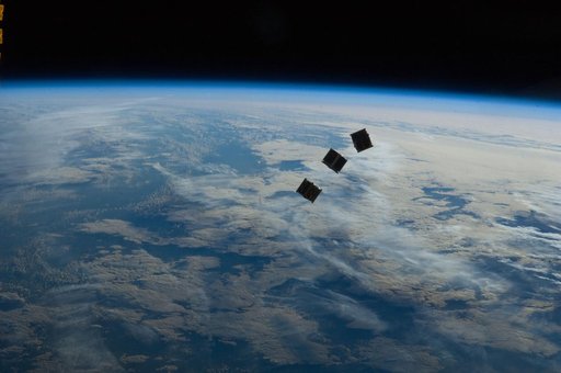 Three small deployed satellites