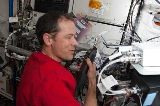 Marshburn conducts a ham radio session