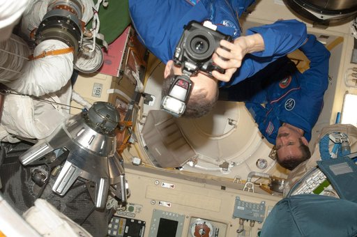Marshburn and Hadfield in MRM2 prior to Hatch Opening