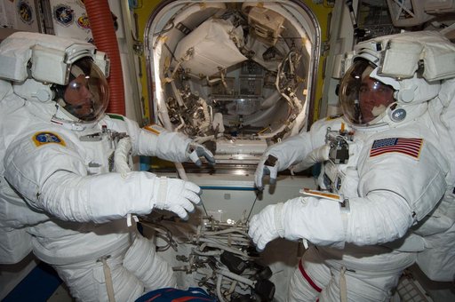 Photos taken inside ISS during EVA day