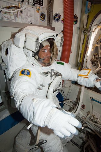 Photos taken inside ISS during EVA day