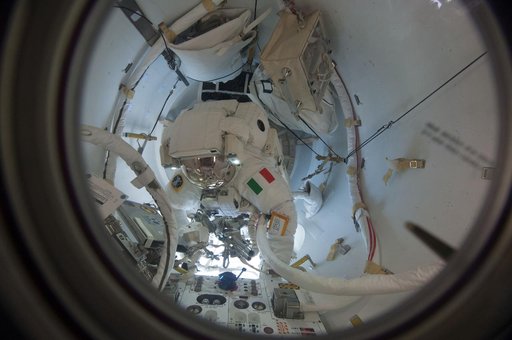 Photos taken inside ISS during EVA day