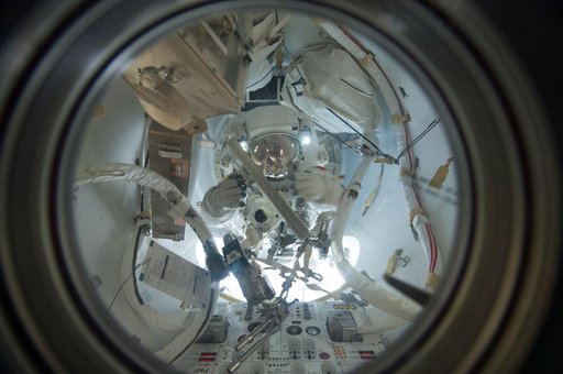 Photos taken inside ISS during EVA day