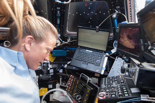 Nyberg at controls in Cupola