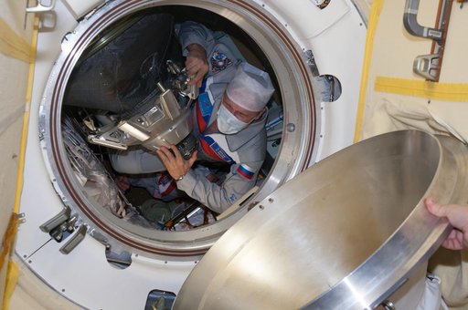 Soyuz TMA-10M spacecraft hatch opening