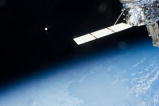 View of Moon over Earth limb taken by the Expedition 37 crew.