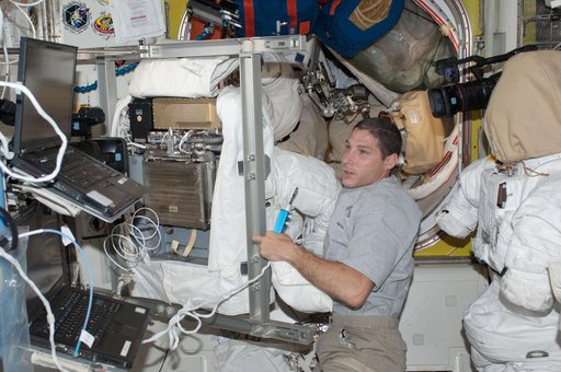 Hopkins at work in Quest airlock