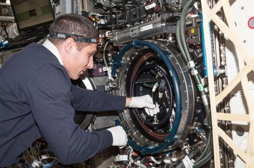 Hopkins works with the MDCA inside the CIR in the U.S. Laboratory