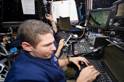 Hopkins and Wakata during Cygnus Spacecraft Unberthing
