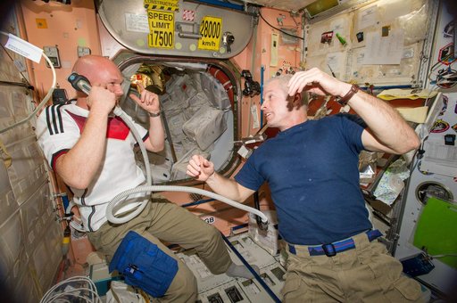 Expedition 40 crew in Node 2 after German - U.S. soccer game