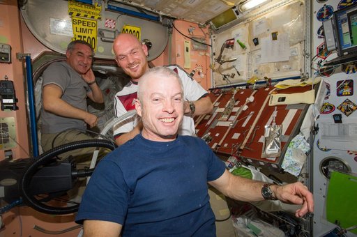 Expedition 40 crew in Node 2 after German - U.S. soccer game