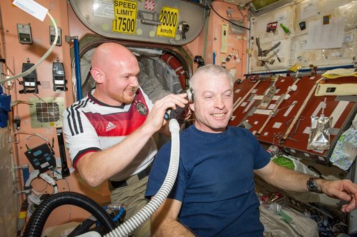 Expedition 40 crew in Node 2 after German - U.S. soccer game