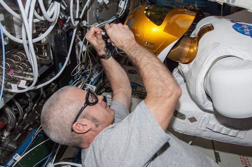 Swanson with Robonaut in U.S. Laboratory