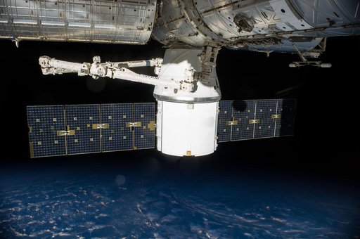 Space X-4 Dragon docked to the ISS
