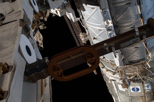 Exterior view of ISS during EVA 28