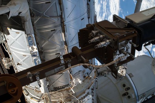 Exterior view of ISS during EVA 28