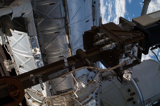Exterior view of ISS during EVA 28