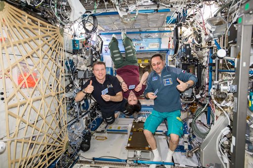Cristoforetti, Virts and Shkaplerov in U.S. lab