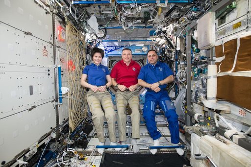 Cristoforetti, Shkaplerov and Virts in U.S. Lab