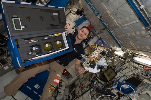 Pesquet with FLUIDICS Experiment Hardware